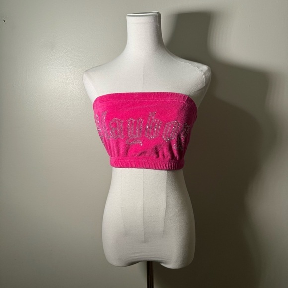 Playboy 90s inspired bling y2k velour rhinestone bandeau S - Picture 4 of 6